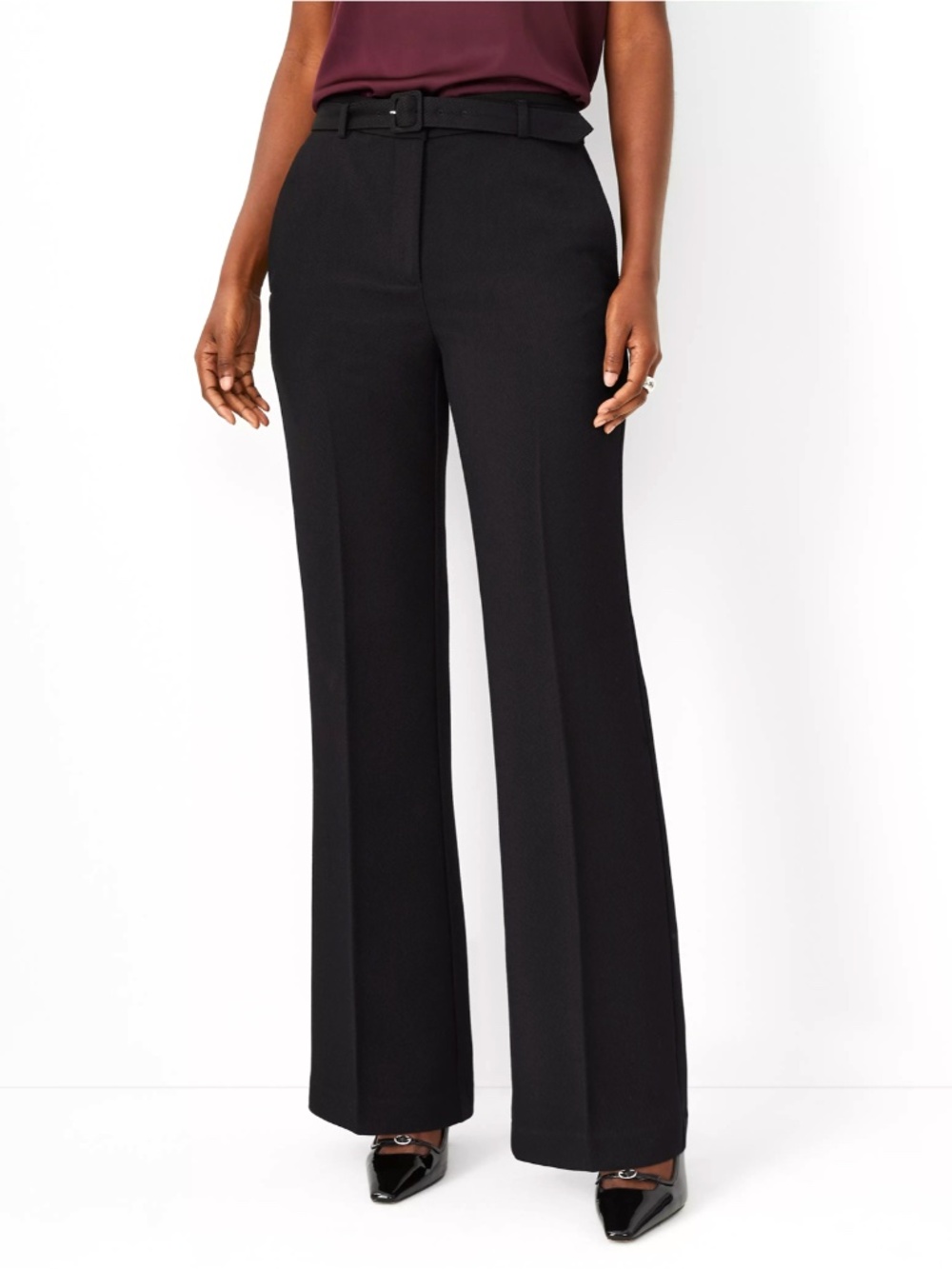 Ann Taylor Black High waisted wide leg Trousers.